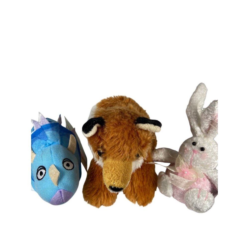 Jim Henson & Aurora Fox NWOT, Rabbit & Triceratops NWT, Plush Lot of 3